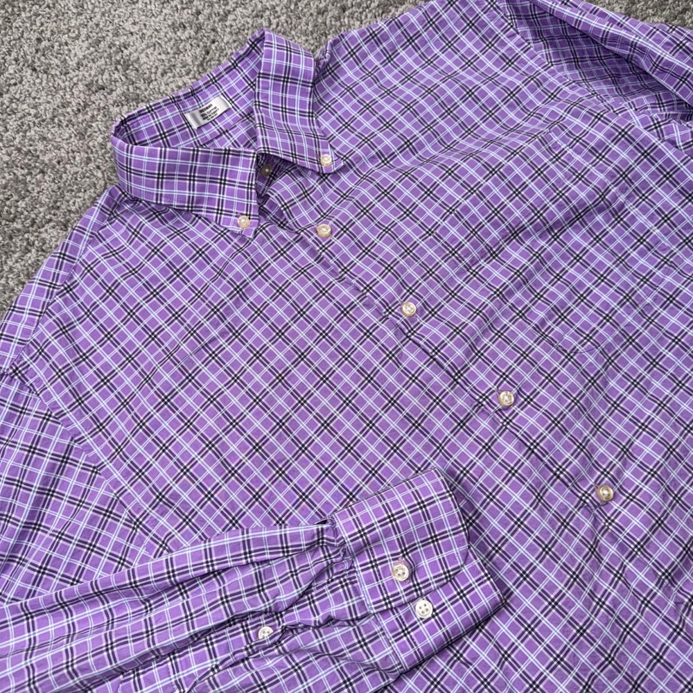 Peter Millar Button Down Shirt Mens Plaid Purple Medium EXCELLENT